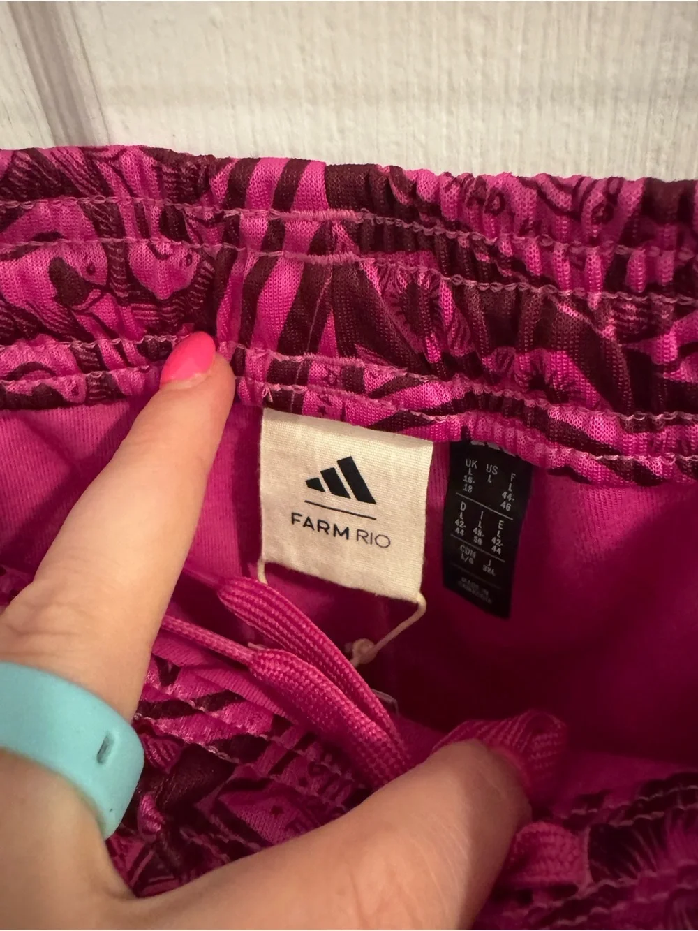 Adidas x Farm Rio Magenta Athletic Track Pants with Gold Stripes - Picture 2 of 4